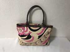 Emilio Pucci Leather Canvas Mini Boston Bag Pink Multicolor Stylish Used Japan