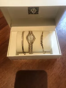 Anne Klein Swarovski Bracelets Watch Set Crystals Rose Gold-Tone - Picture 1 of 6