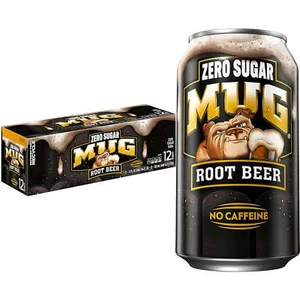 (12 Pack) Mug Zero Sugar Diet Root Beer Soda Soft Drink, Caffeine Free, 12 Fl Oz - Picture 1 of 6