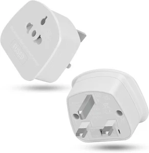 3 x Adaptador de enchufe europeo a Reino Unido, adaptador de enchufe de viaje de EE. UU. a Reino Unido con PK3 fusionado 13A - Imagen 1 de 3