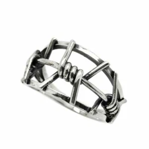 Barbed Wire Men's Ring Sterling Silver 925 - Picture 1 of 6