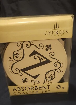 Juego de posavasos absorbentes Cypress Home con carrito - Letra Z - Nuevo en caja Foto 1 de 4