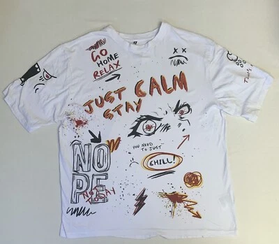 Southpole Graffiti T-shirt Y2K  Hip Hop Streetwear  White Puff Paint - Image 1 of 4