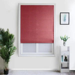 Adhesive Blackout Pleated Blinds Balcony Kitchen DIY Window Curtains Shades US - Picture 1 of 26