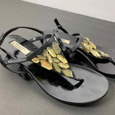 Simply Vera Vera Wang Gold Jewel Black Sandals Size 7.5M - Image 1 of 4
