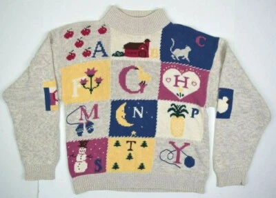 Suéter Woolrich Vintage Talla M Años 80 Crema Country Parches Alto Cuello Redondo Grunge Foto 1 de 4