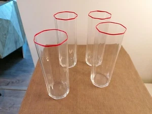 CARLO MORETTI long drink, 4 bicchieri in cristallo muranese filo rosso - Picture 1 of 7