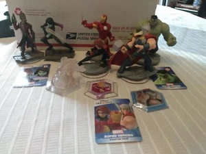 Disney INFINITY Super Heroes LOT ~ 6 Figures w/ Cards, 1 Crystal & 2 Discs - Picture 1 of 1