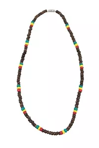 Coconut Shell Necklace (Thin) - 18", Brown / Rasta Coco Shell, Hawaiian, Surfer - Picture 1 of 3