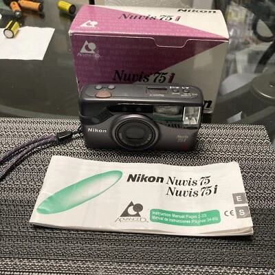Nikon Nuvis 75i Point and Shoot APS 35mm Camera In Box, Instructions Pics Left - Image 1 of 4