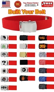 RED ADJUSTABLE CANVAS MILITARY WEB BELT METAL BUCKLE 36" 44" 56" 64" 72" - Picture 1 of 23