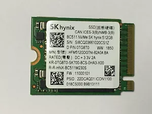 SK HYNIX BC511 512GB M.2 2230 PCIe NVMe SSD FOR Steam Deck Microsoft Surface pc - Picture 1 of 6