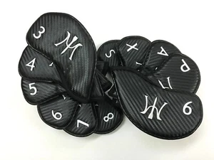 Miura Golf Headcover Iron Black Carbon with white Logo