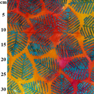 Cotton Batik Fabric by John Louden 100% Cotton Orange Large Leaves JLB0116 Des 1 - Picture 1 of 2