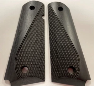 Checkered Full Size Silverblack 1911 Govt Grips Altamont Wood - Picture 1 of 1