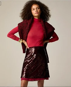 NUEVO NUEVO CON ETIQUETAS J. Crew Tejido Crepé Cuello Tortuga Color: Berry Sangría Talla: M - Imagen 1 de 2
