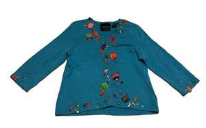 Michael Simon Strickjacke Handtasche blau Perlen Pailletten mittel gebraucht - Bild 1 von 15