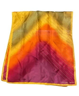 80’s Adrienne Landau 100% Silk Vibrant Geometric Rectangle Scarf 51" x 11" Retro - Image 1 of 4