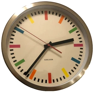 Karlsson Rainbow Quartz Round 2010 Multicolor KA4139 Chrome Wall Clock 10" - Picture 1 of 2