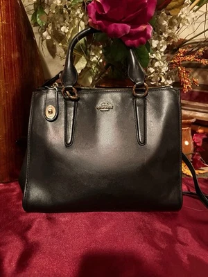Black Coach Leather Tote Shoulder Bag Carryall - Image 1 of 4