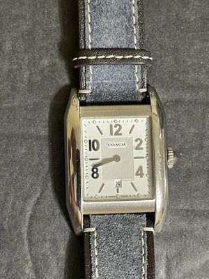 Raro Reloj COACH CONVENAIT SQUARE TANK Esfera Textura Blanca Hecho en Suiza De Colección para Hombres Foto 1 de 4