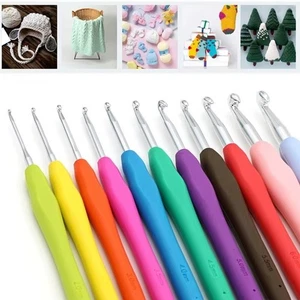 Häkelnadeln Set Soft Grip Griffe Stricknadeln Mehrfarbig Aluminium 9 Stück - Bild 1 von 5