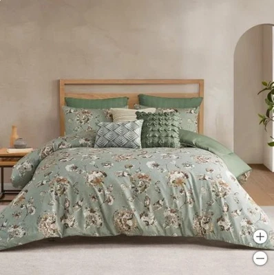 Juego de edredón West Park verde 8 piezas granate almohada fundas almohadas decorativas Foto 1 de 4