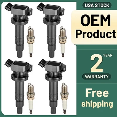 4 Ignition Coils Pack UF315 and Spark Plug For 2003-2008 Toyota Matrix 1.8L L4 - Image 1 of 4