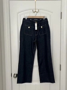 J.Crew NWT Women’s 27 Slim-Wide Leg Jeans With Sailor Pockets In Rinse Wash $148 - Picture 1 of 8