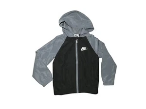 Nike Boys Hoodie Jacket Windbreaker Black Gray Mesh Lined 5 6 Years NWT - Picture 1 of 4