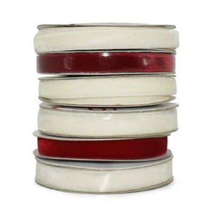 18 Yards Plush Red White Velvet Narrow Ribbon 3/8"W - Picture 1 of 1