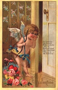 Postal San Valentín Winsch Espalda Cupido Arcos y Flechas Dorado - Imagen 1 de 2