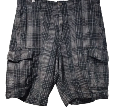 Great Northwest Casual Cargo Shorts Mens Size 36 Black Plaid 100% Cotton Pockets - Image 1 of 4