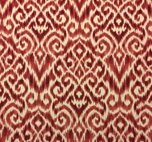 BALLARD DESIGNS KIRBY RED IKAT DESIGNER MULTIUSE LINEN FABRIC BY THE YARD 55"W - Picture 1 of 5