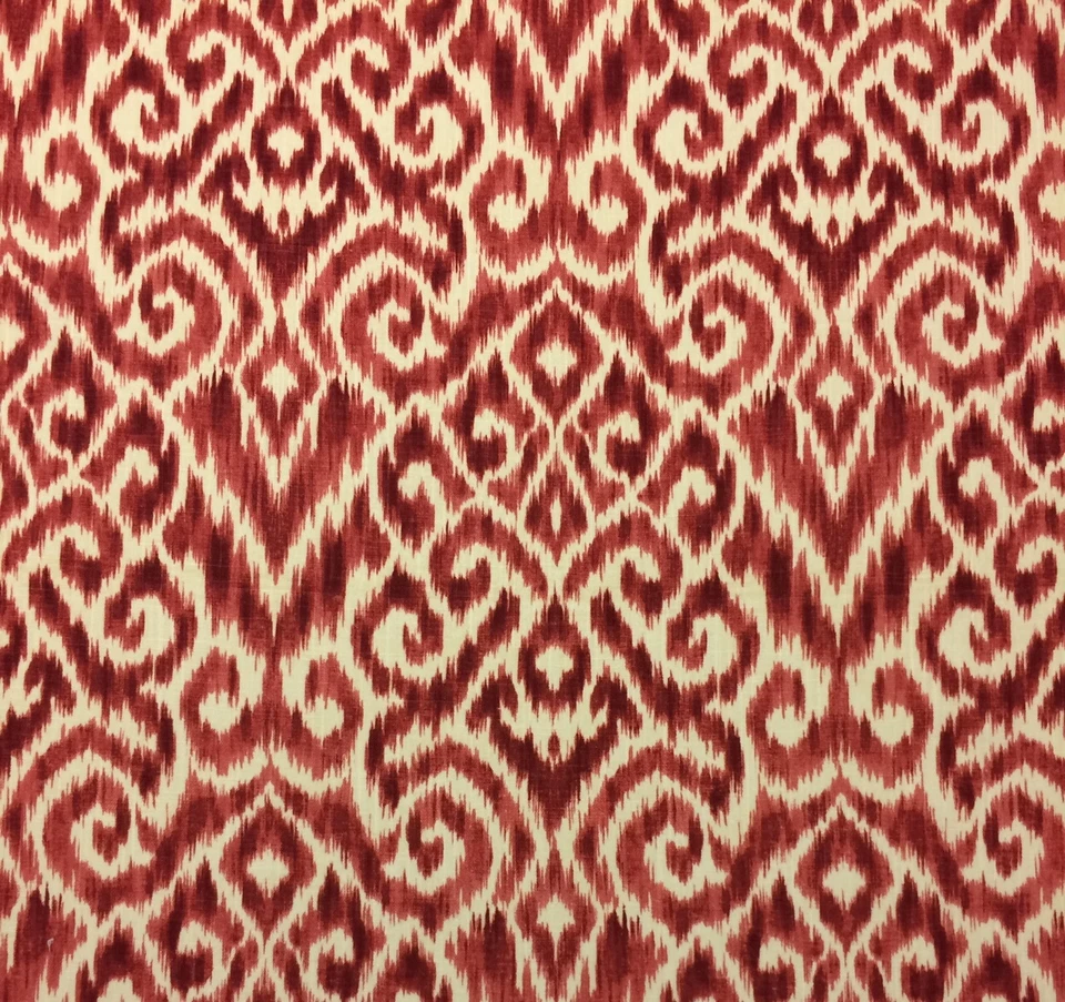 TELA DE LINO MULTIUSO DE DISEÑO IKAT ROJO KIRBY DISEÑOS BALLARD POR YARDA 55"W Foto 1 de 4