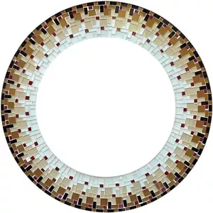 Zorigs - Handcrafted Dark Brown and Pearl Mosaic Mirror, 24" Round Wall Mirror - Picture 1 of 4