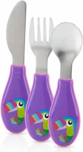 Nuby Stainless Steel Utensil, 3 Piece (Purple) - NEW - Picture 1 of 1