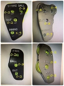 MPOWERED BASEBALL UMPIRE INDICATOR METAL WHITE 4 DIAL *2 out 2 strike 3 ball - Picture 1 of 1