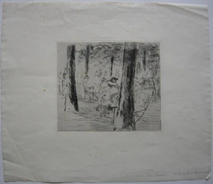 Max Liebermann (1847-1935) Im Garten Kaltnadel-Radierung 1910 - Bild 1 von 3