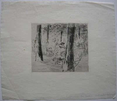 Max Liebermann (1847-1935) Im Garten Kaltnadel-Radierung 1910  - Bild 1 von 3