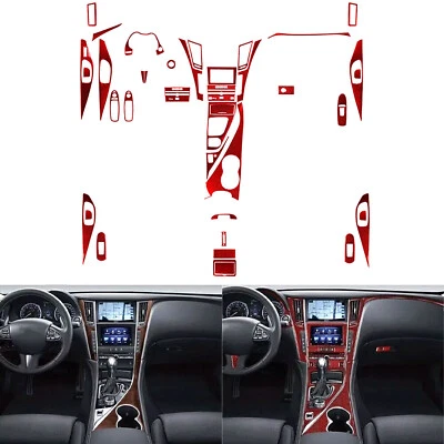 50 peças kits interiores completos conjunto de acabamento de fibra de carbono vermelho para Infiniti Q50 Q60 2014-2020 - Imagem 1 de 4