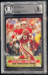 Steve Young "49ers HOF QB" 1990 Pro Set Signed Autographed Card (RC) Beckett BGS - Picture 1 of 2