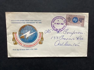 NZ 1965 I.T.U FDC, Boric Brand , Christchurch FDI pmk (NZF1340) - Picture 1 of 2