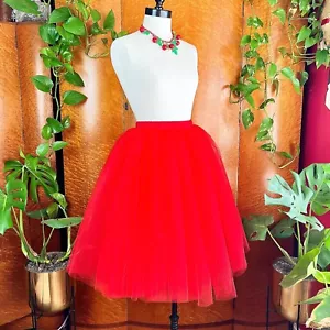 NWT Red 5 Layer Fully Lined Tulle Ballerina Cosplay Evening Crinoline Skirt S M - Picture 1 of 12