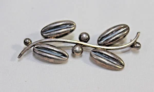 Vintage Hermann Siersbol Denmark 830 Silver Modernist Leaves Pin Brooch 2.5" - Picture 1 of 3
