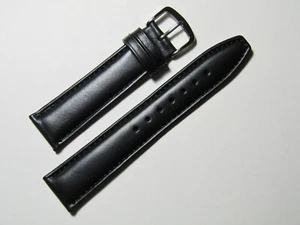 18mm Hadley-Roma MS881 Mens Black Oil-Tan Smooth Padded Leather Watch Band Strap - Picture 1 of 3