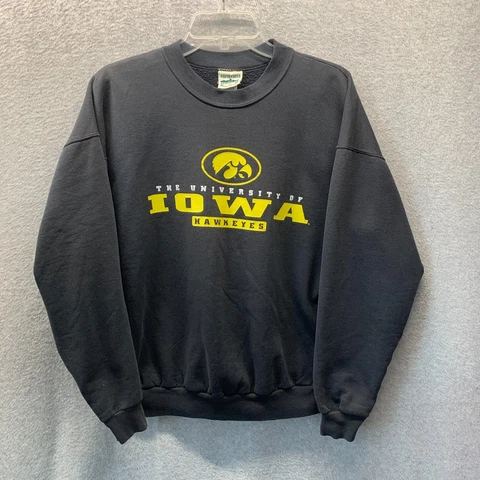 Vintage Iowa Hawkeyes Sweatshirt Adult Large Black 90s Sweater Mens Cover