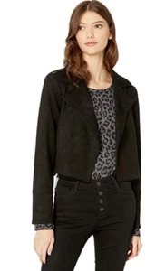 Jack by BB Dakota Women Stone Fox Scuba Faux Suede Moto Jacket Black Size S - Picture 1 of 4