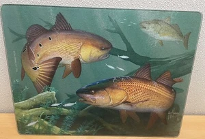 Tabla de cortar de vidrio templado Guy Harvey Red Fish 12”x16”. Pesca de tambor rojo - Imagen 1 de 3