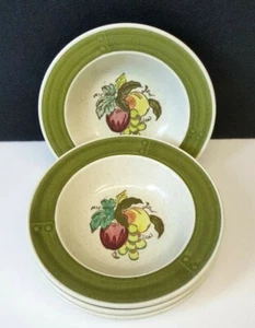 Set/4 Metlox Poppytrail Provincial Fruit Green 6.25" Rim Fruit Dessert Bowls - Picture 1 of 6